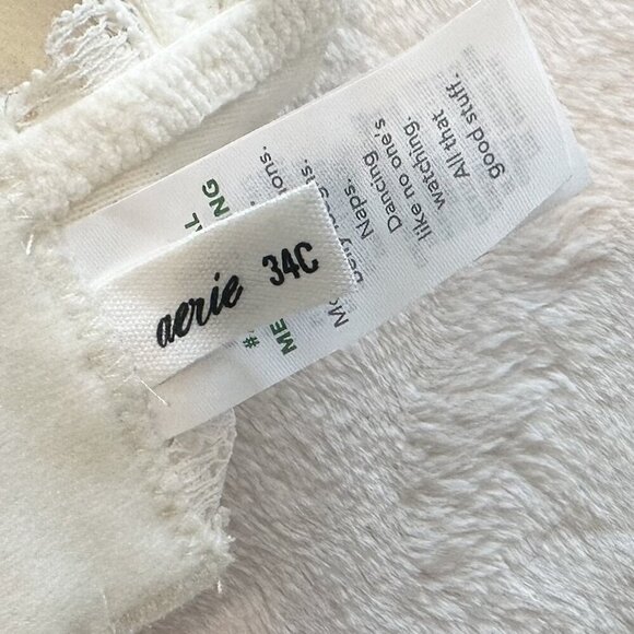 NWT Aerie Real Happy Wireless Lightly Lined Candy Lace Bra in Soft Muslin - 34C - Picture 3 of 8